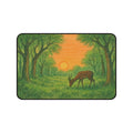 Gazelle at Sunset forest scene Desk Mat | Woodland sunrise illustration